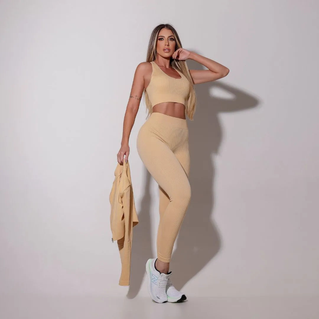 Coleção Essence Fitness Bege 06 Peças - Sobre Essência