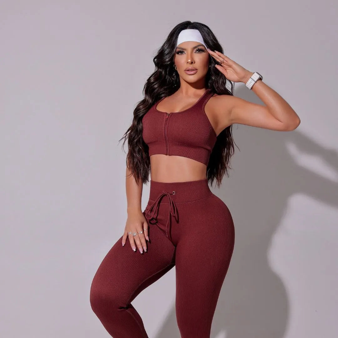 Conjunto Infinity Fitness Canelado Vinho - Sobre Essência