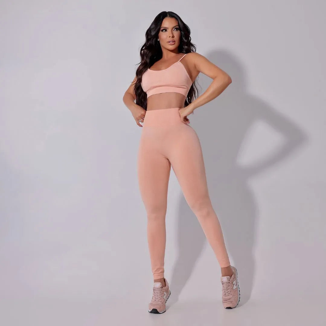 Calça Fitness Encantadora Salmão Mesclado - Sobre Essência