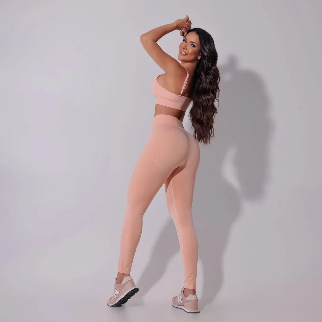 Calça Fitness Encantadora Salmão Mesclado - Sobre Essência