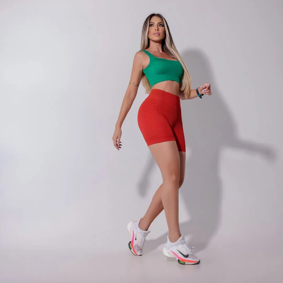 Short Fitness Canelado Terra Cota - Sobre Essência
