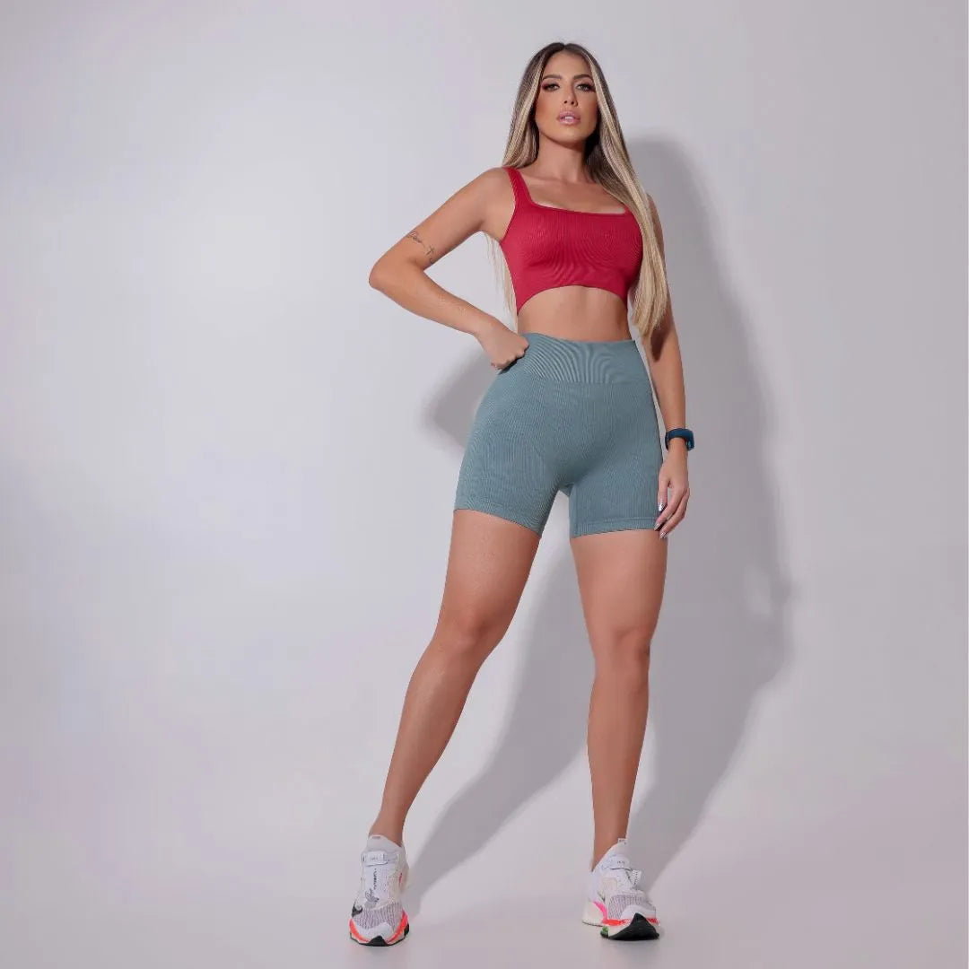 Top Fitness Tecido Canelado Vermelho