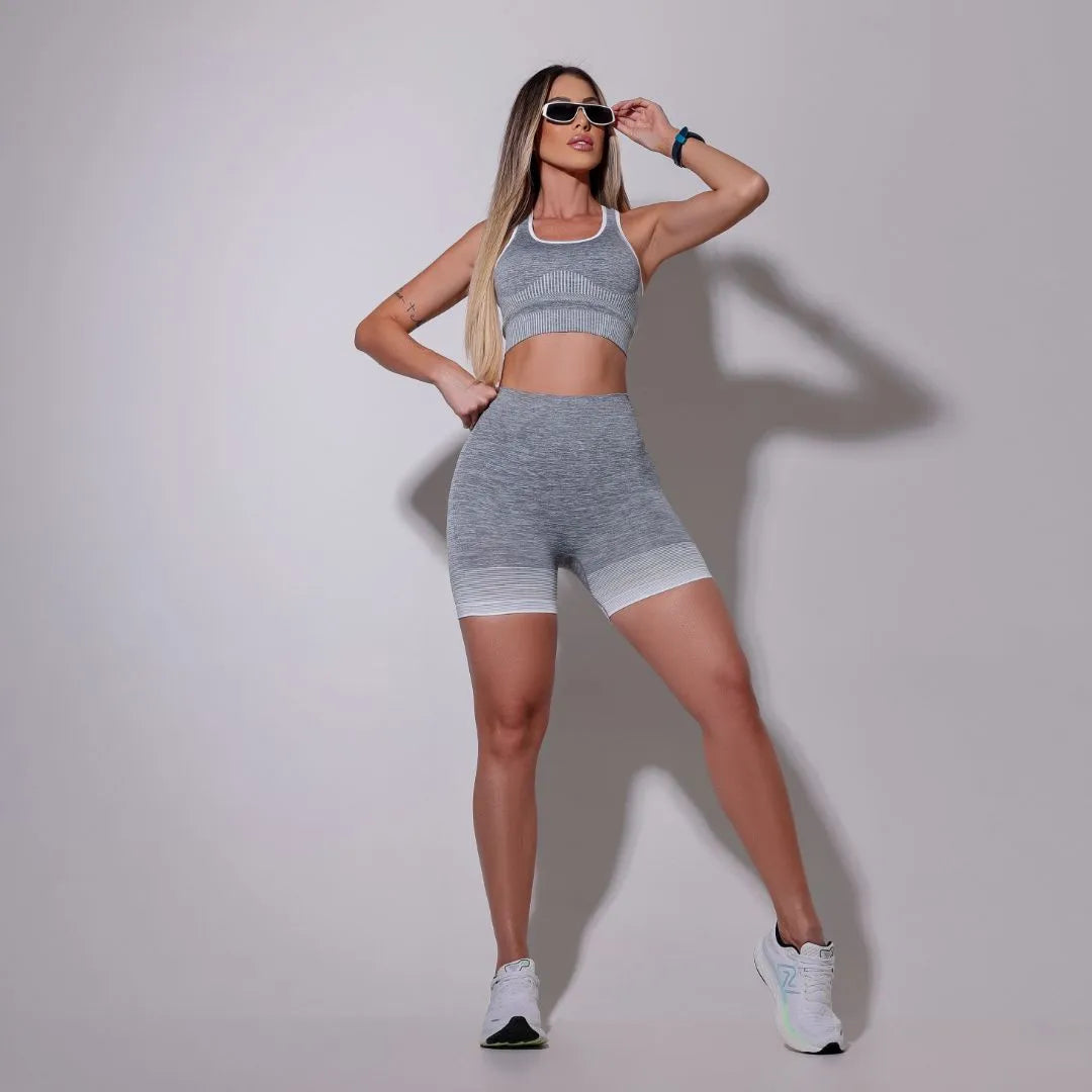 Conjunto Vega Fitness Cinza - Sobre Essência