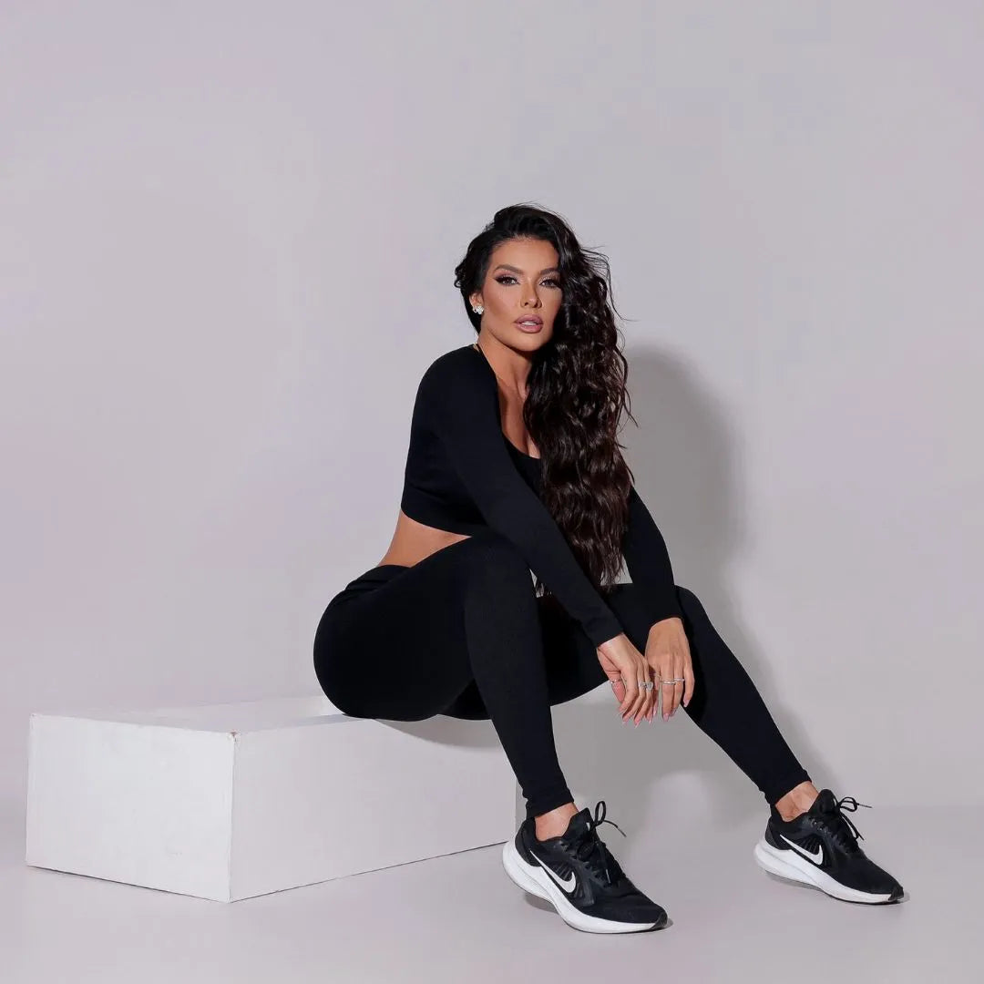 Conjunto Lizza Manga Longa Preto