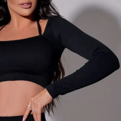 Top Lizza Fitness Manga Longa Preto - Sobre Essência