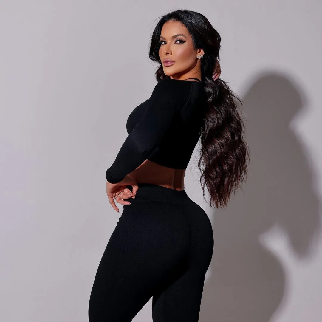 Conjunto Lizza Manga Longa Preto