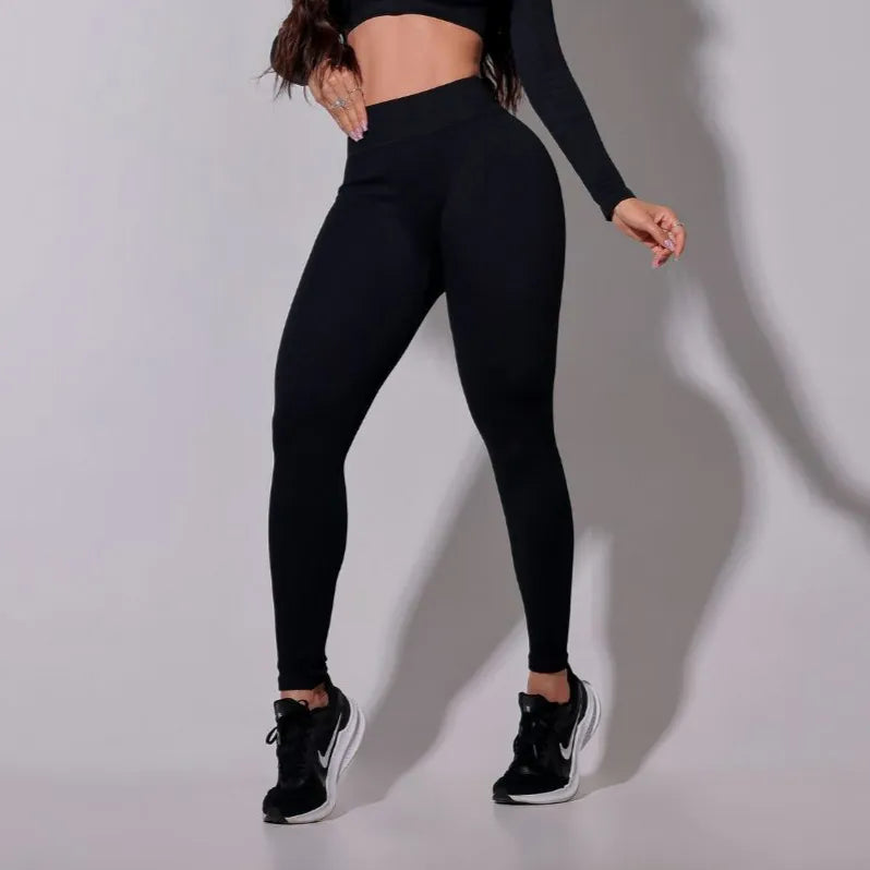 Calça Lizza Fitness Preto Canelado