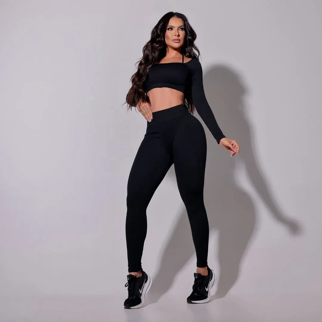 Conjunto Lizza Manga Longa Preto
