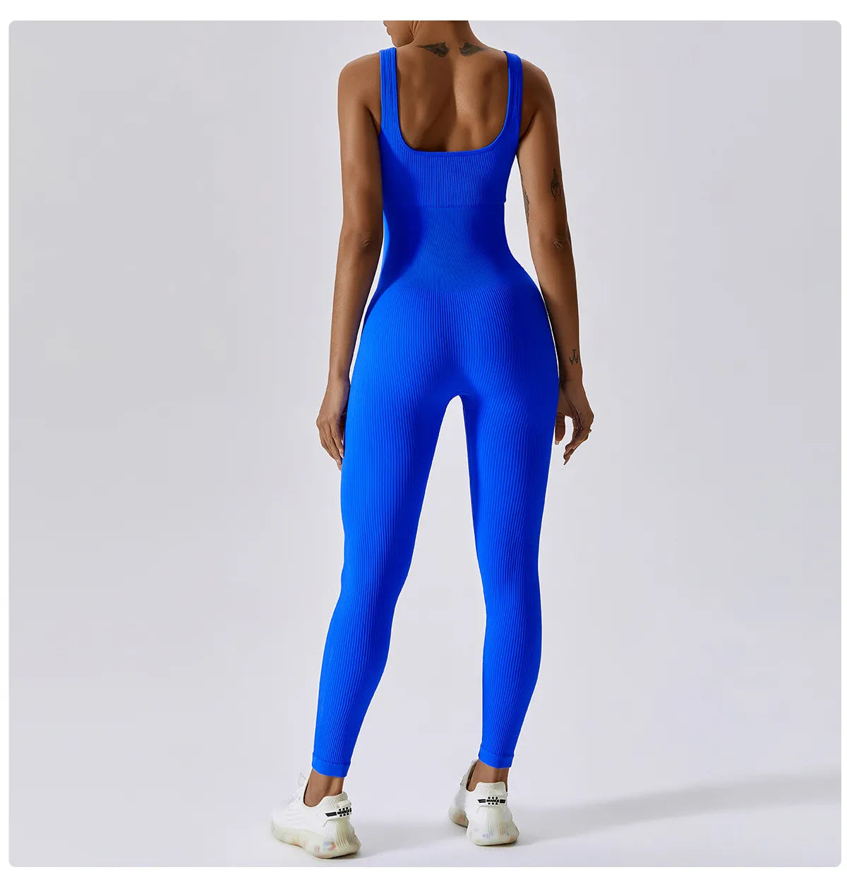 Macacão Longo Canelado Fitness Azul
