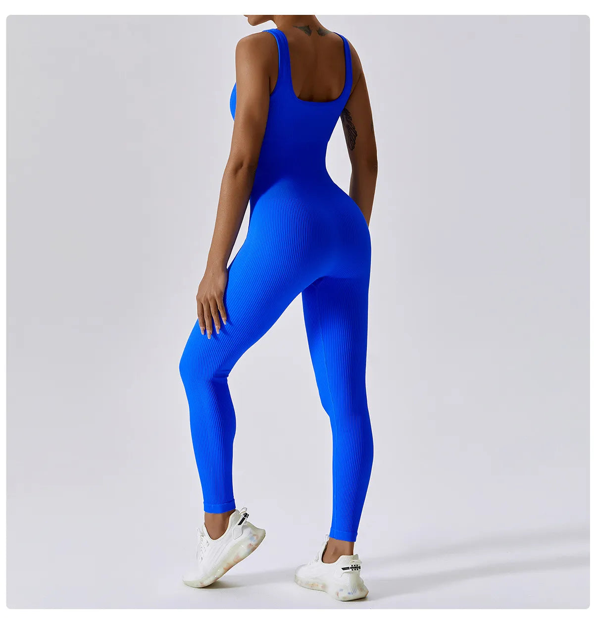 Macacão Longo Canelado Fitness Azul