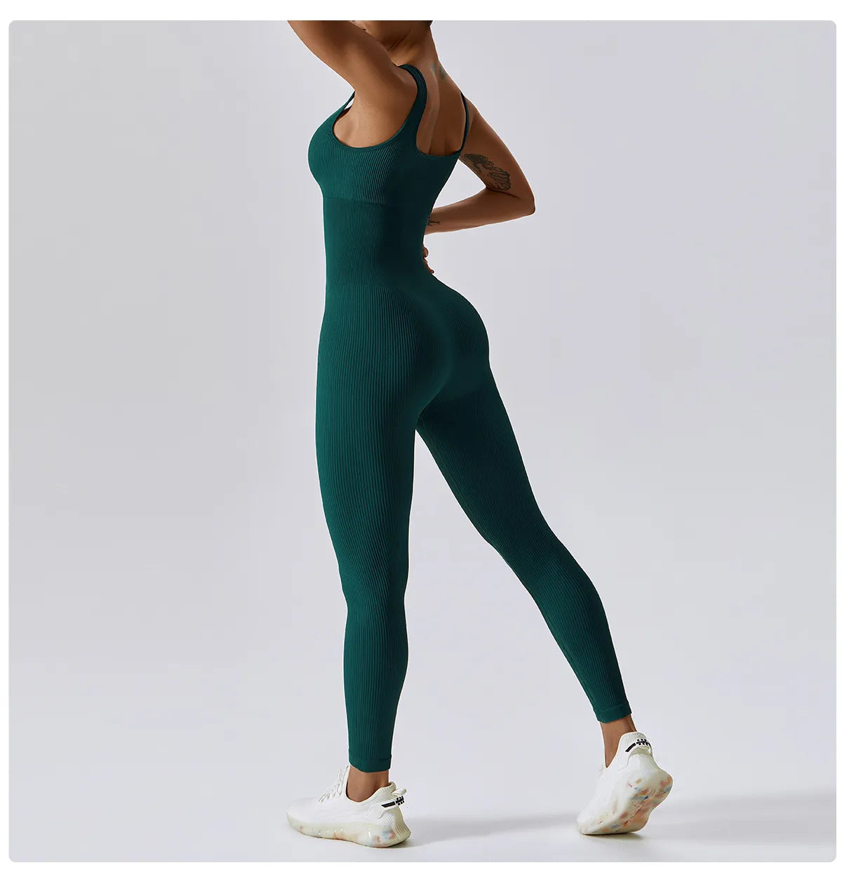 Macacão Longo Canelado Fitness Verde