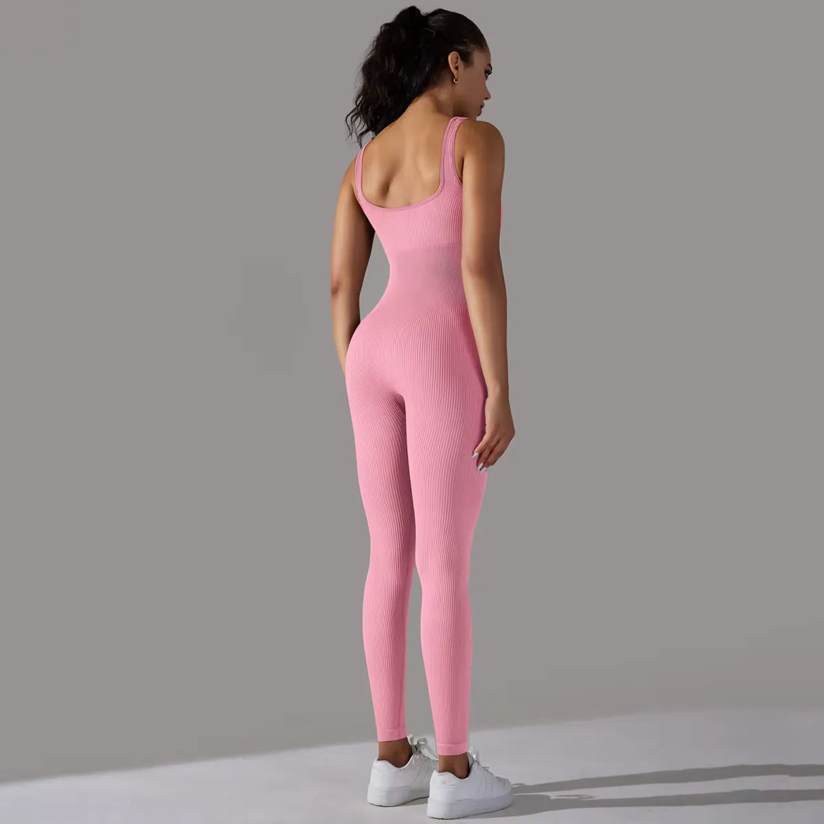 Macacão Canelado Fitness Rosa | Conforto, Estilo e Alta Performance