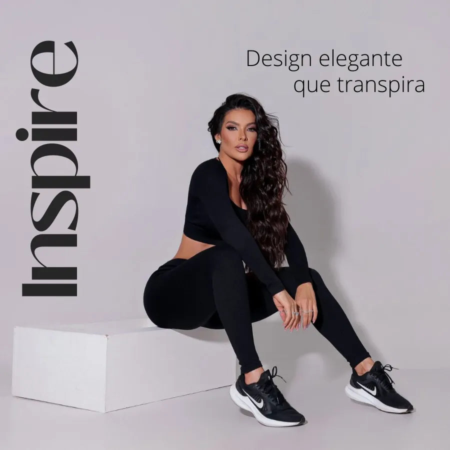 Top Lizza Fitness Manga Longa Preto - Sobre Essência