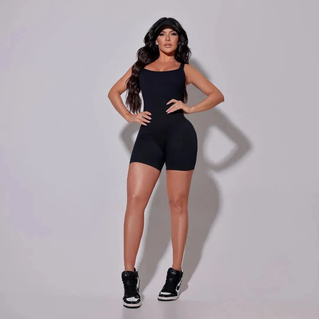 Macacão Elegante SlinFit Canelado Preto