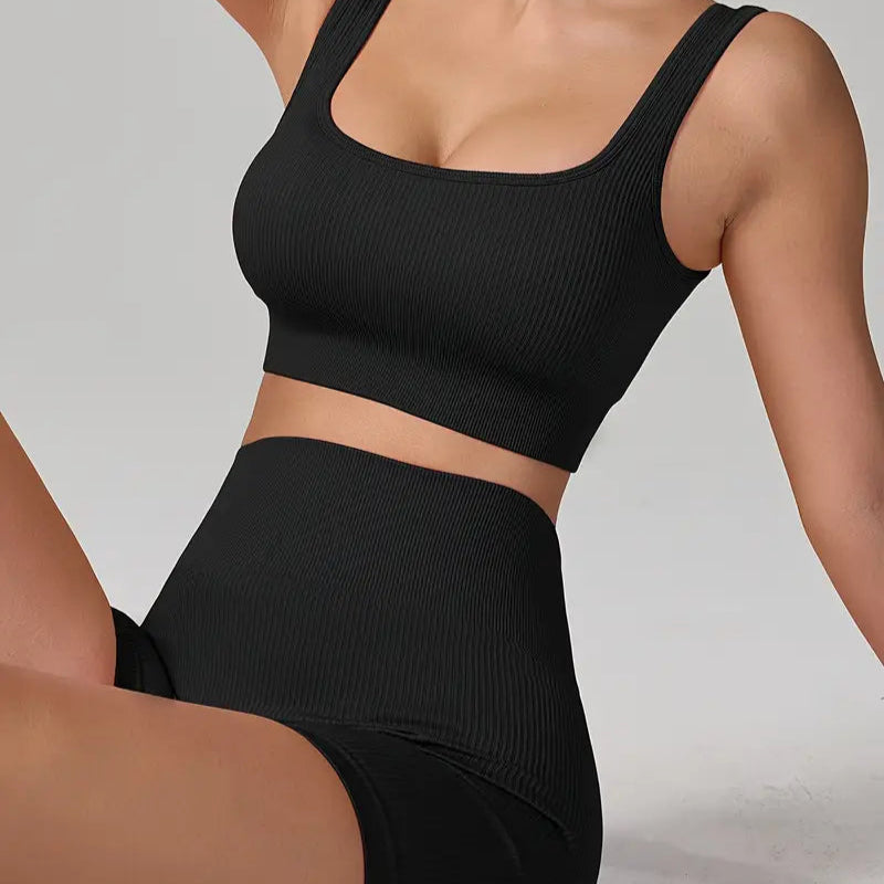 Conjunto Seamless Canelado Preto - Sobre Essência