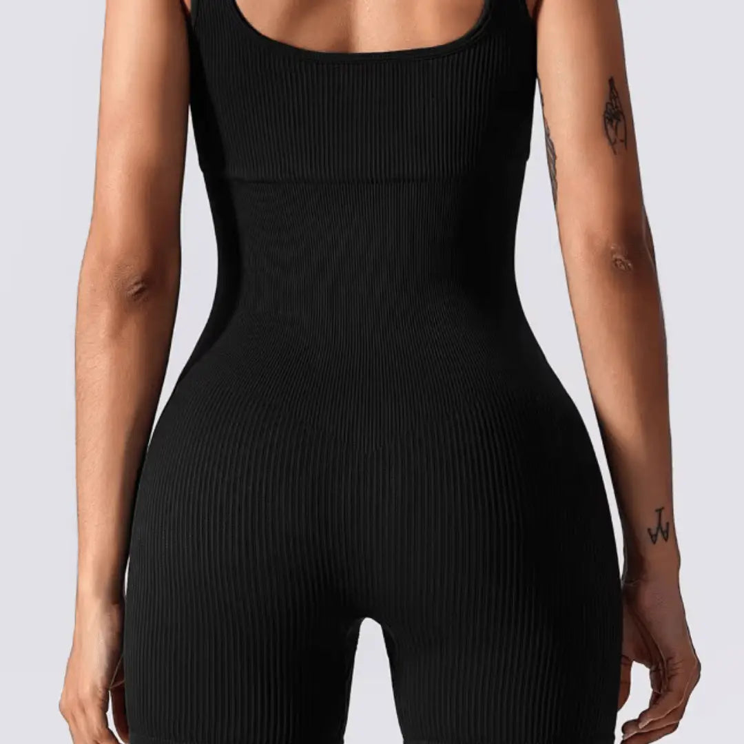 Macacão Elegante SlinFit Canelado Preto