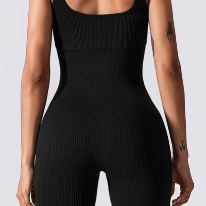 Macacão Elegante SlinFit Canelado Preto