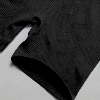 Macacão Elegante SlinFit Canelado Preto