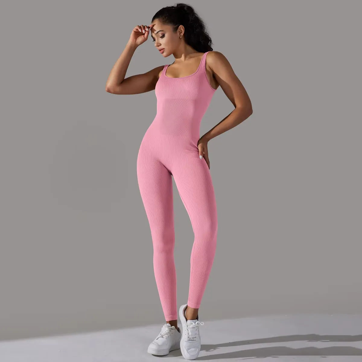 Macacão Canelado Fitness Rosa | Conforto, Estilo e Alta Performance