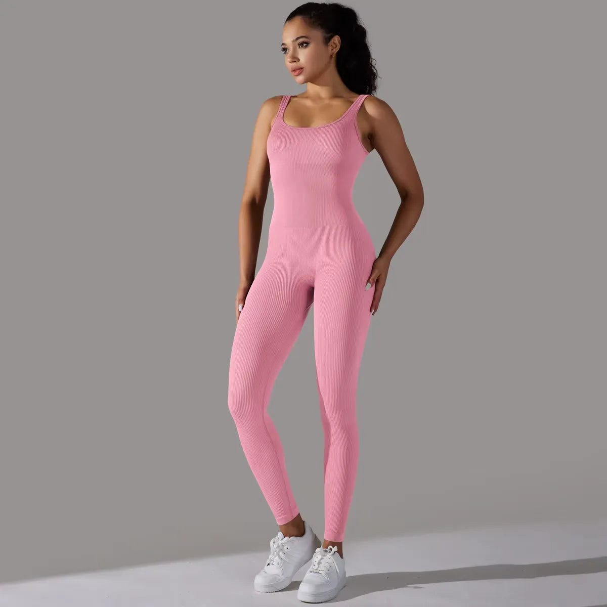 Macacão Canelado Fitness Rosa | Conforto, Estilo e Alta Performance