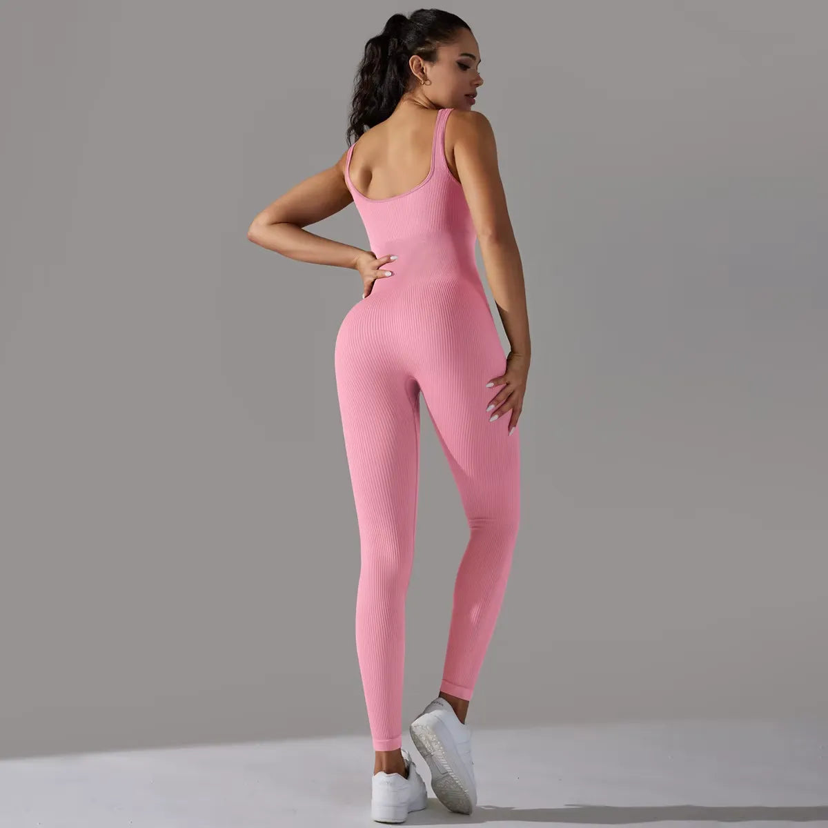 Macacão Canelado Fitness Rosa | Conforto, Estilo e Alta Performance