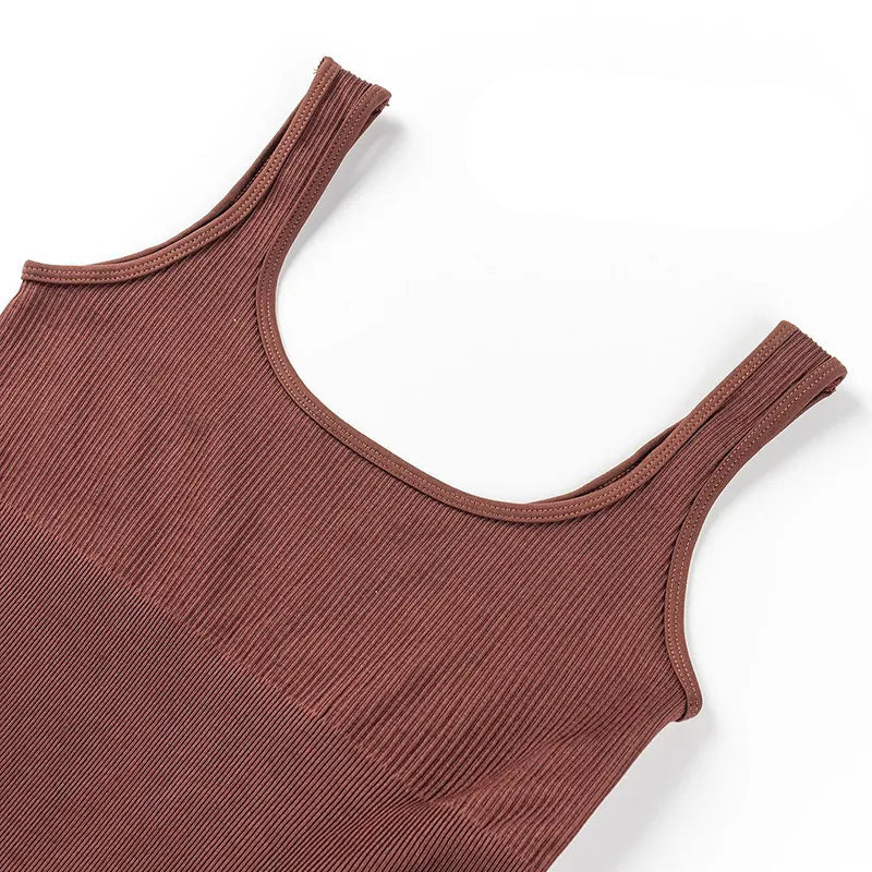 Macacão Longo Canelado Fitness Marrom | Conforto e Estilo