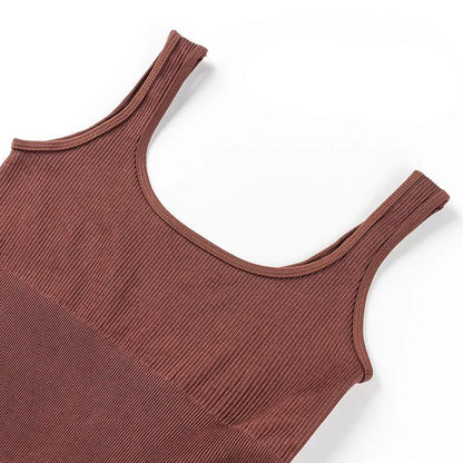 Macacão Longo Canelado Fitness Marrom | Conforto e Estilo