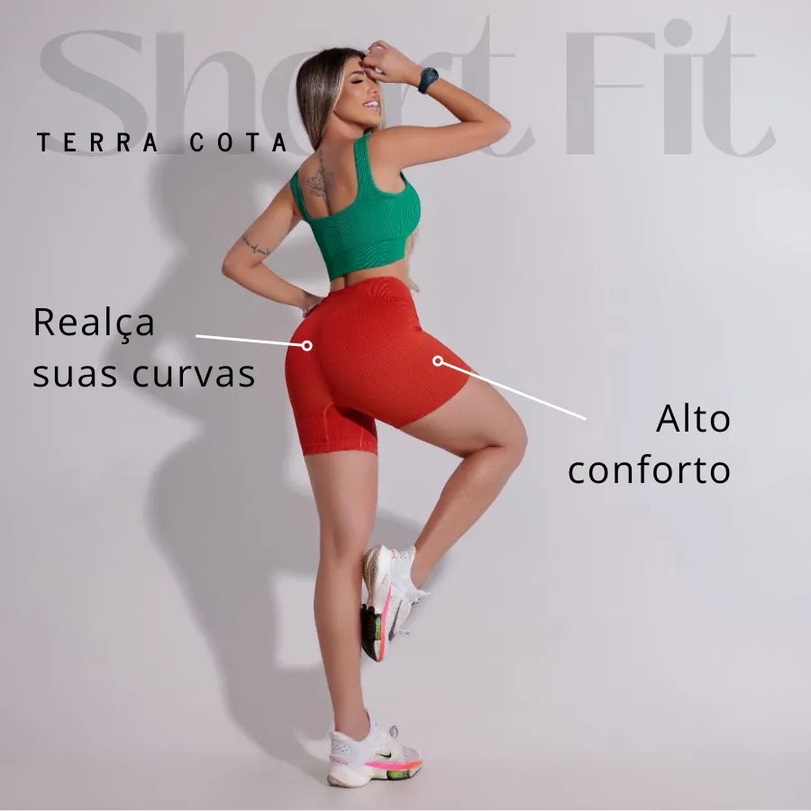 Short Fitness Canelado Terra Cota